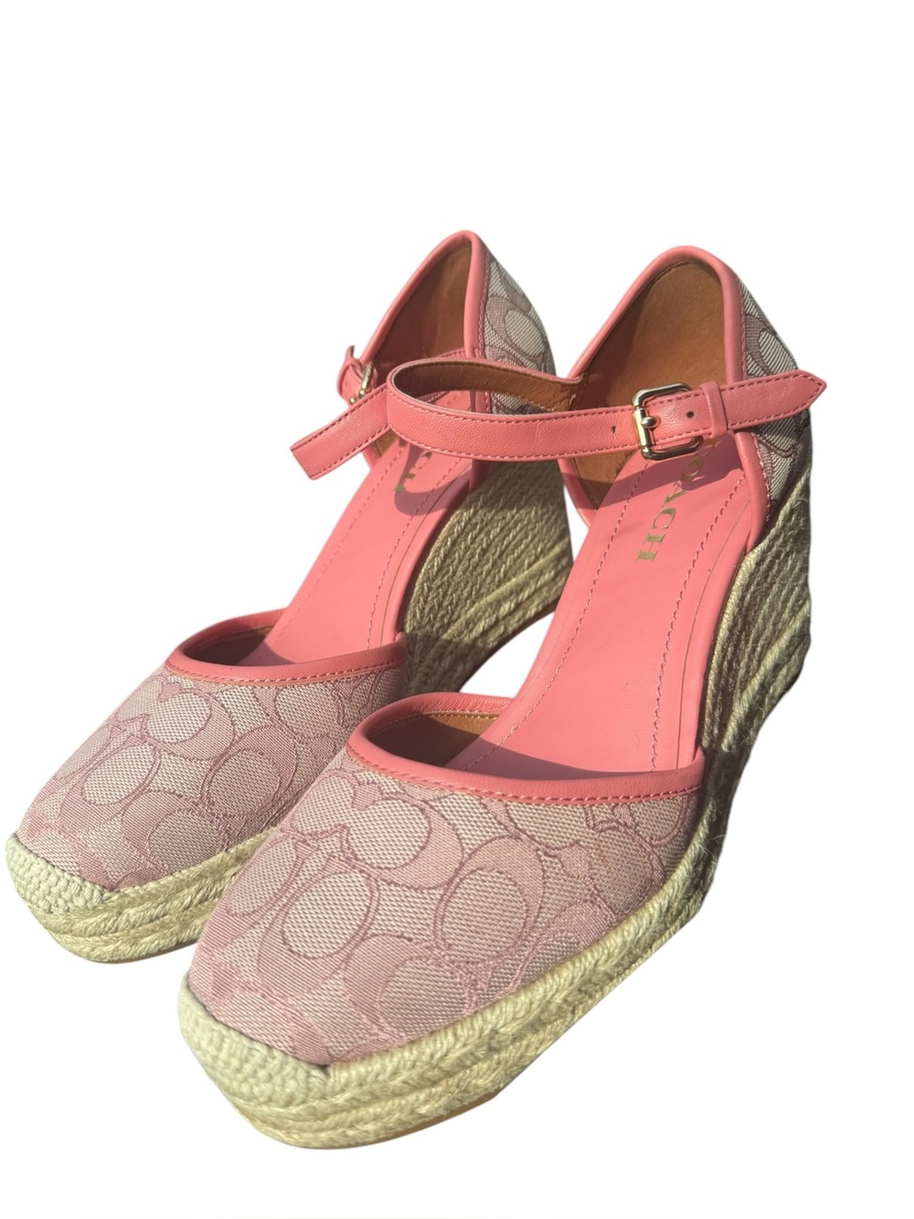 NEW Coach Pink Espadrille Heels - Picture 2 of 7